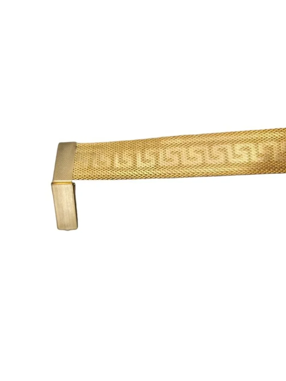 Art Deco Byzantine Greek Key Tassel Gold Tone Mesh Slide Bracelet - Picture 8 of 16